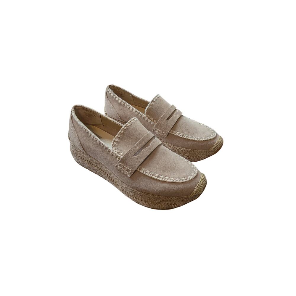 Dolce Vita Jalia Platform Espadrille Loafers Size 9.5 Beige Suede Minimalist